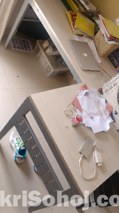 L shaped metal table